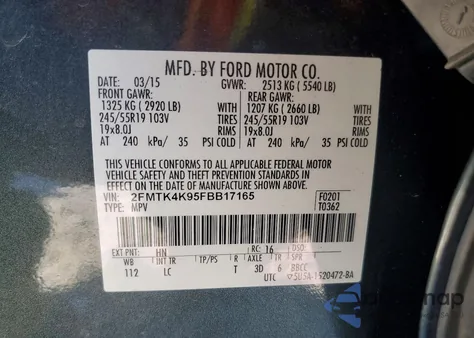 2015 Ford Edge Titanium z USA, uszkodzony, nr VIN 2FMTK4K95FBB17165